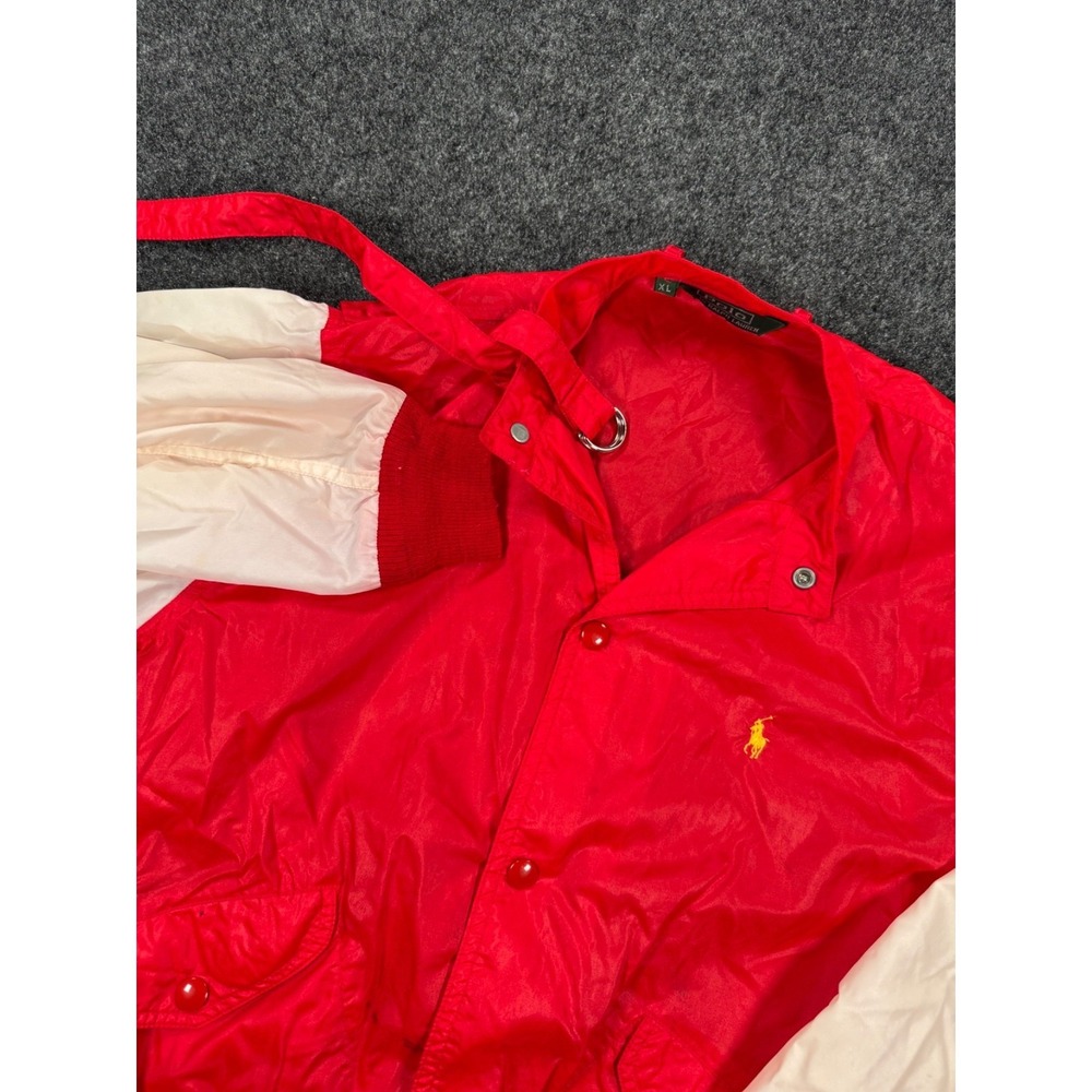 Polo Ralph Lauren Vintage Spell Out Windbreaker Jacket Red White Men's XL